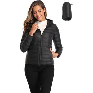 Women's Short Down Coat Packable Puffer Jacket With Hooded Winter Ultra Light